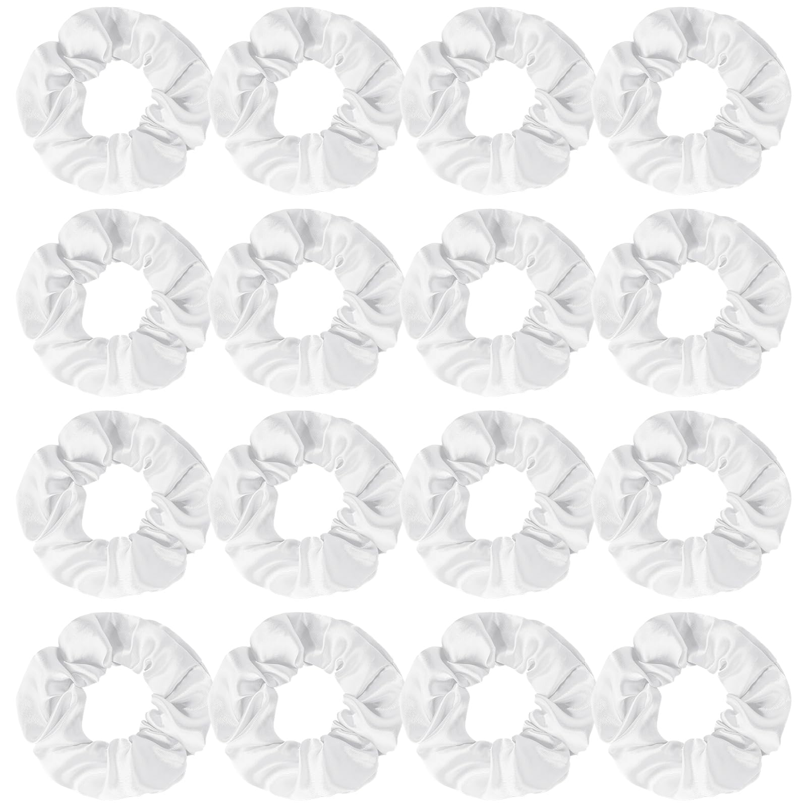Semato satin scrunchies pack front showing clean white set and matching look