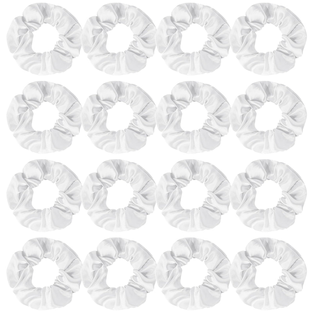 Semato satin scrunchies pack front showing clean white set and matching look