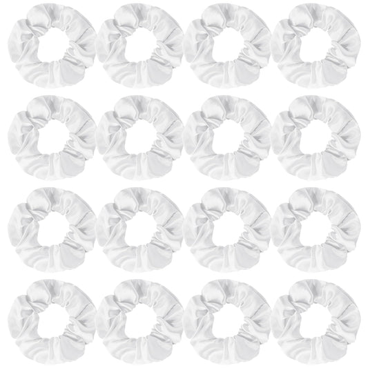 Semato satin scrunchies pack front showing clean white set and matching look
