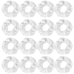 Semato satin scrunchies pack front showing clean white set and matching look