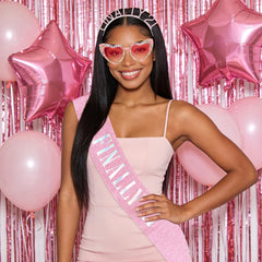 Semato woman wearing headband and sash demonstrating fit and party-ready look
