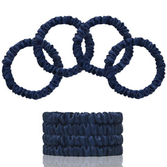 SEMRUE navy blue scrunchies front packaging showing four soft ties and gift box