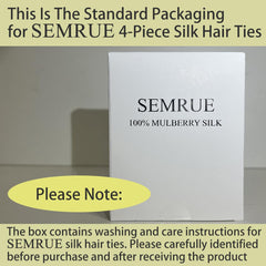 SEMRUE open gift box with four scrunchies, elegant presentation benefit
