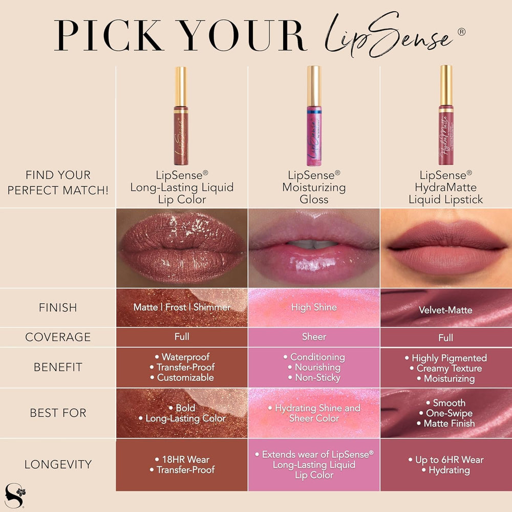 SeneGence LipSense multiple shades array helping customers mix and match for personalized lip colors
