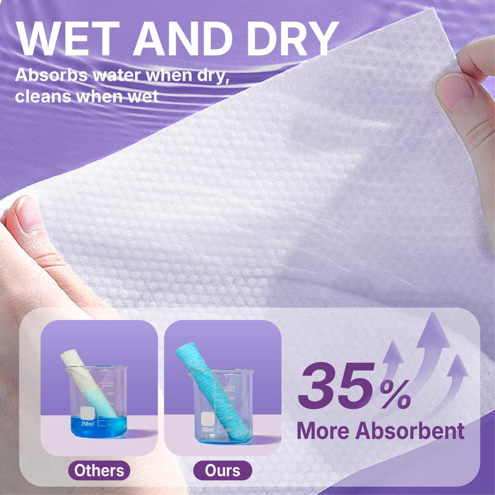 Serenorch towel drying face and neck quickly to demonstrate high absorbency benefit