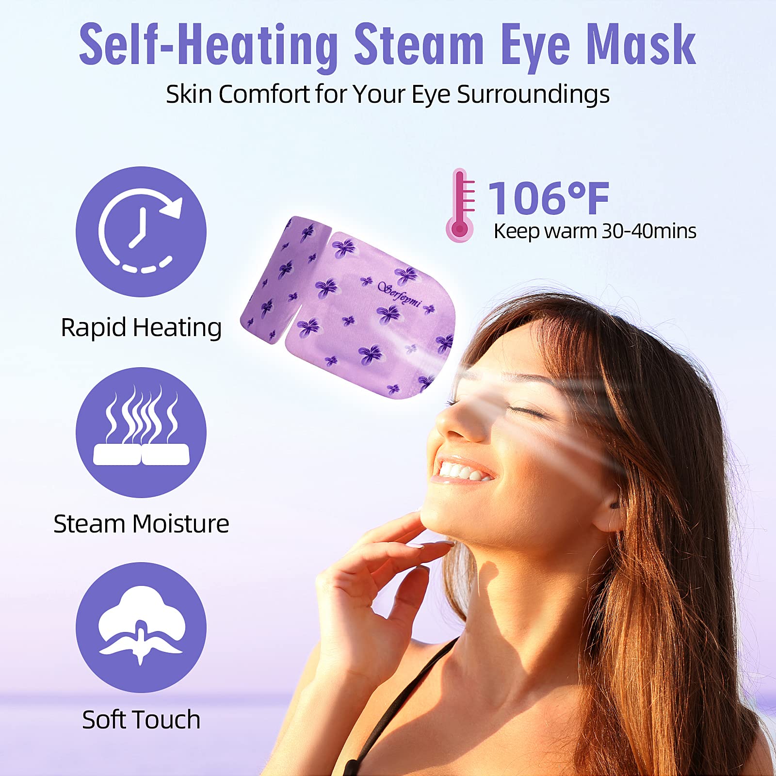 Serfeymi mask close-up showing soft texture and steam pad for soothing warmth