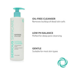 Serious Skincare 12 oz bottle next to common objects for scale