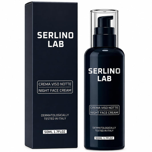 SerlinoLab front packaging showing clean night cream for men, clarifies product identity