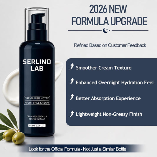 SerlinoLab jar open showing creamy texture, highlights lightweight absorption benefit