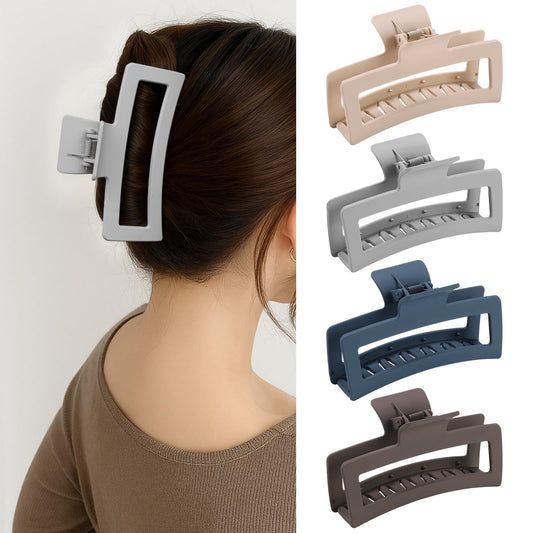 SEVEN STYLE front view of 4-pack matte jumbo clips showing colors and packaging, stylish convenience