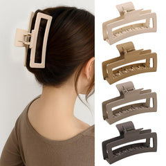 SEVEN STYLE front view of matte brown claw clip showing shape and benefit of secure hold