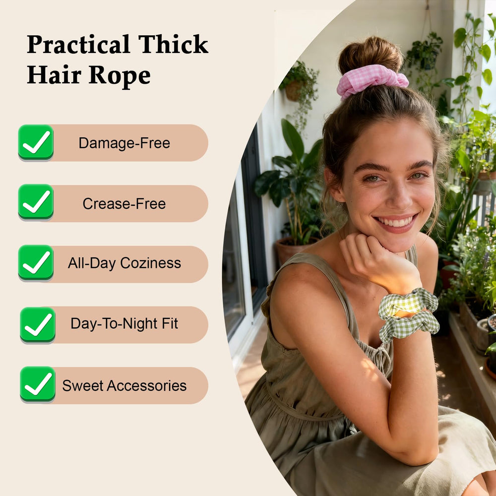 SEVEN STYLE scrunchie worn in ponytail demonstrating secure, frizz-reducing hold
