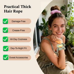 SEVEN STYLE scrunchie worn in ponytail demonstrating secure, frizz-reducing hold