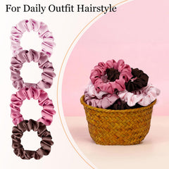 SEVEN STYLE low ponytail held by mini scrunchie, gentle no-crease hold