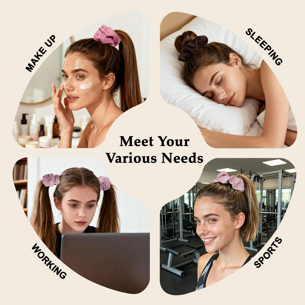 SEVEN STYLE scrunchie styling a messy bun for gentle, secure hold
