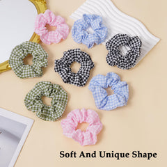 SEVEN STYLE scrunchie held in hand to show 4.2-inch scale and oversized look