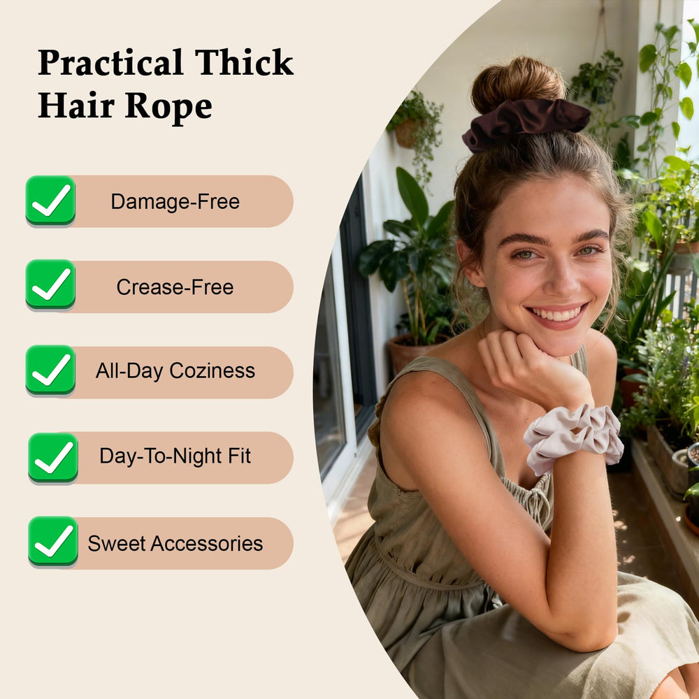 SEVEN STYLE scrunchie worn in a low ponytail demonstrating secure no-crease hold