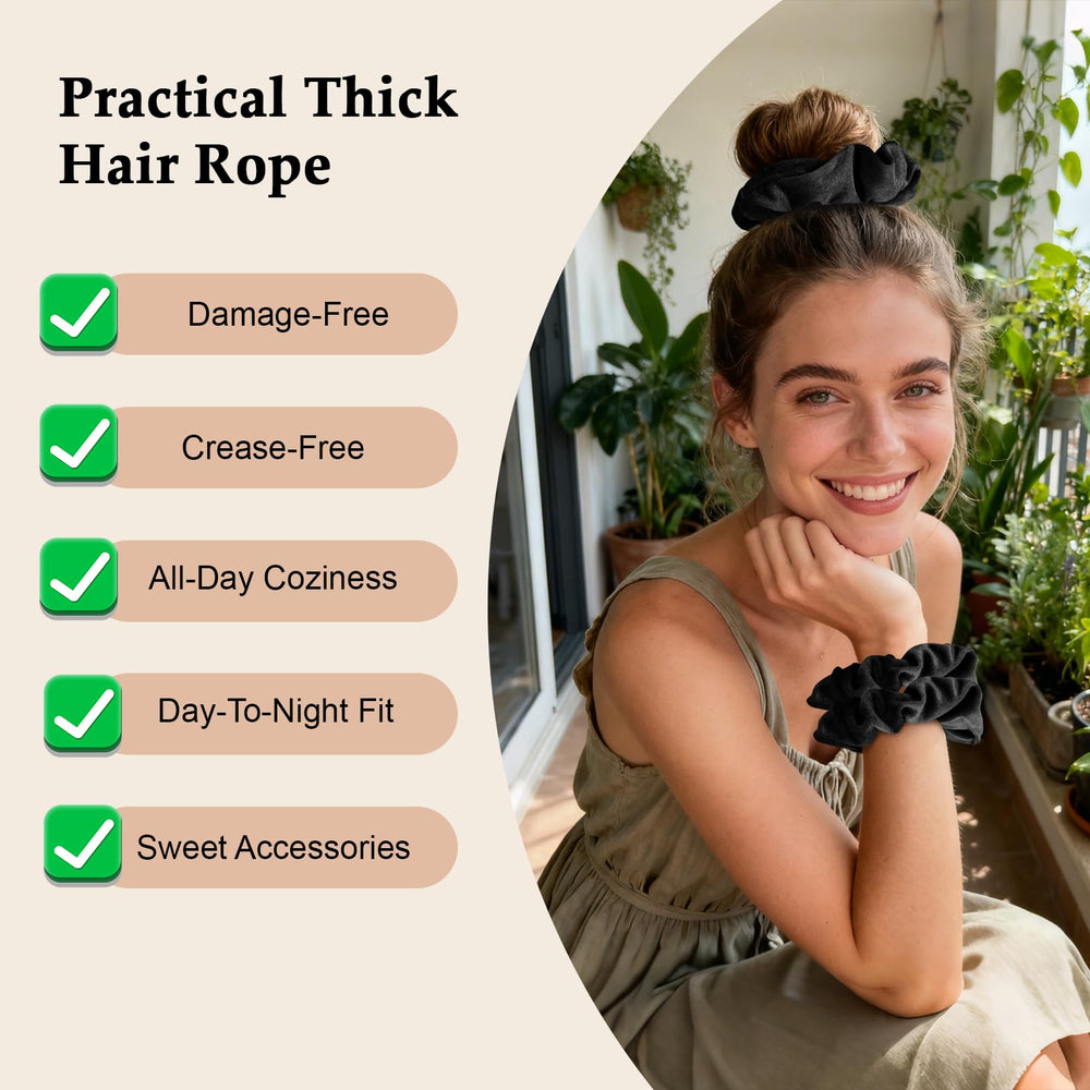 SEVEN STYLE stretched scrunchie showing elastic strength and gentle hold