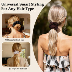 SEVEN STYLE scrunchies styled on a dresser showing everyday wardrobe pairing