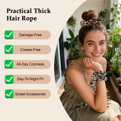 SEVEN STYLE scrunchies used in a ponytail on model, secures hair without creases