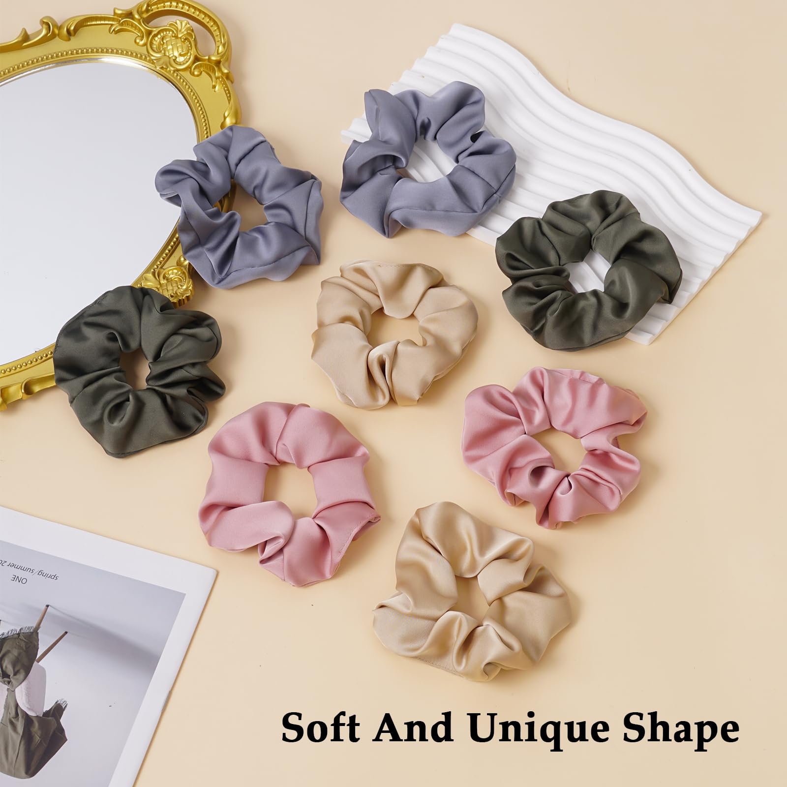SEVEN STYLE scrunchie held in hand to show large 4.2-inch size