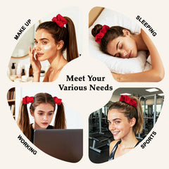 hand holding SEVEN STYLE scrunchie to show scale, ideal for all hair types