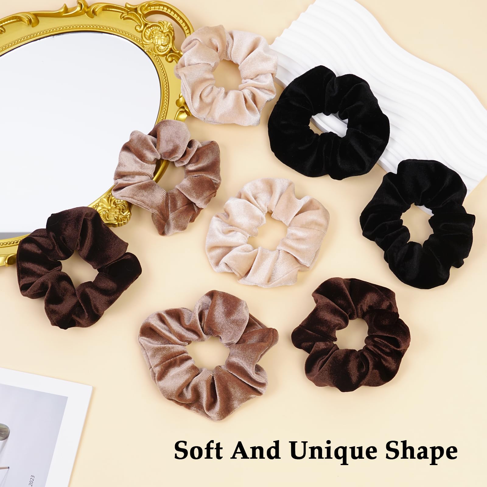 SEVEN STYLE scrunchie beside coin showing size and scale for fuller wraps benefit