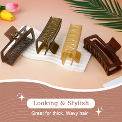 SEVEN STYLE brown translucent jumbo clip on neutral surface, blends with outfits
