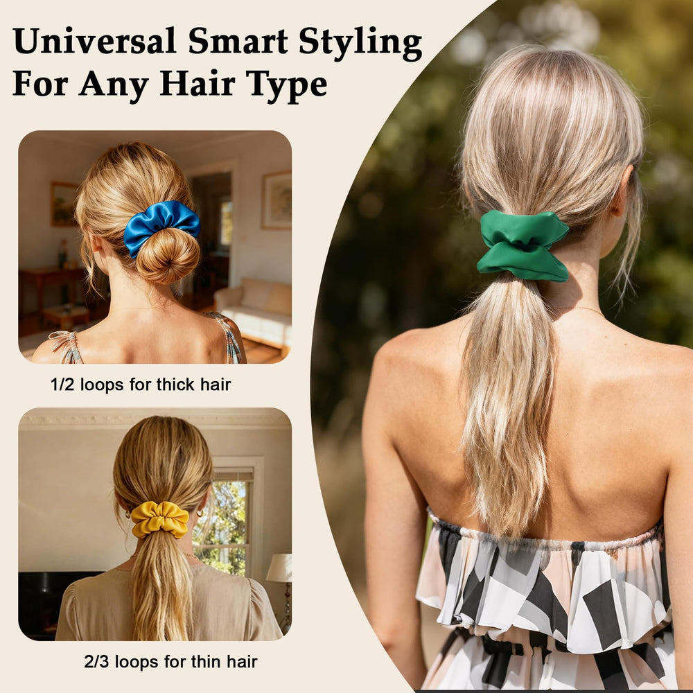 SEVEN STYLE worn in a high ponytail demonstrating secure hold and no-crease benefit