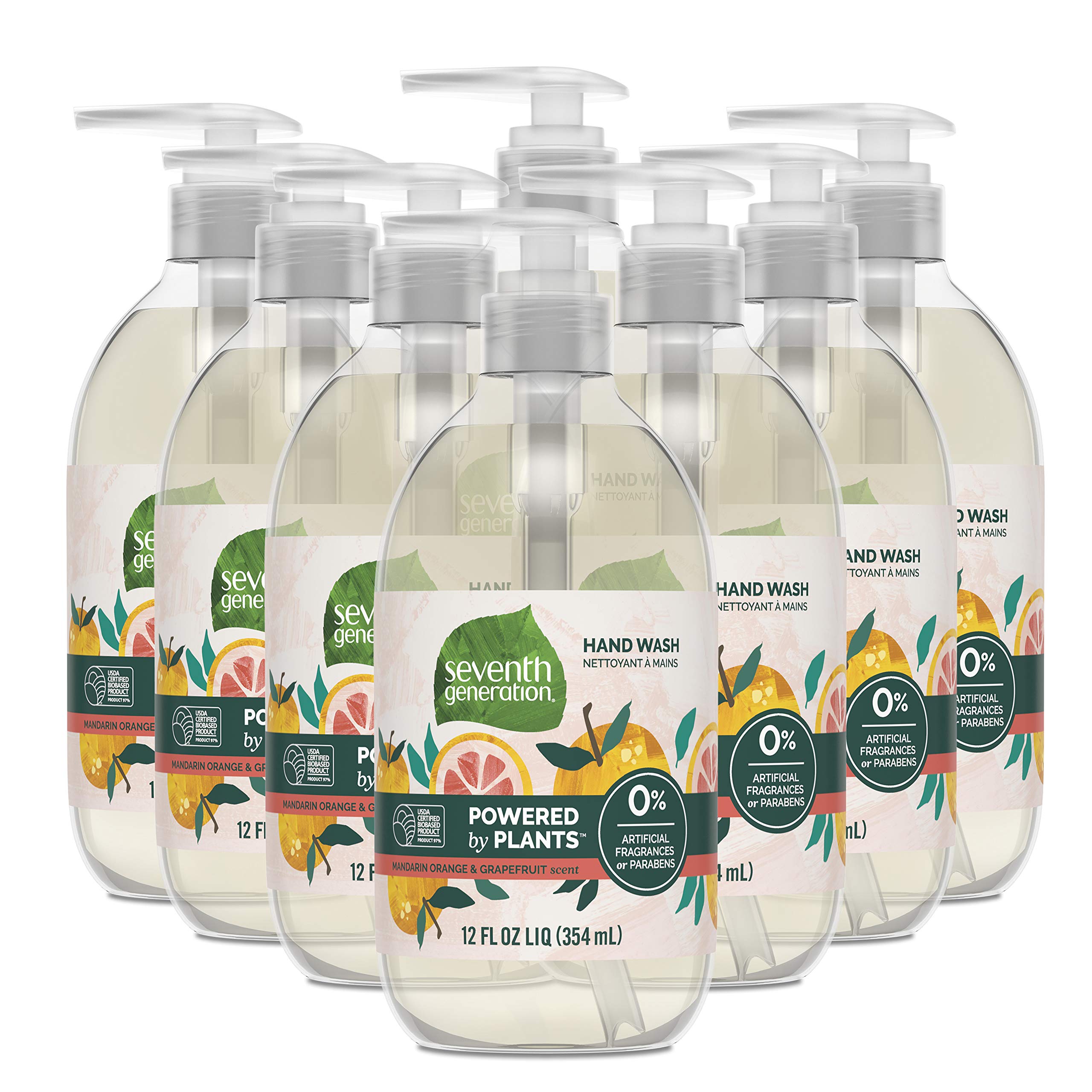 Seventh Generation front packaging showing bottle and citrus scent, highlights clean formula