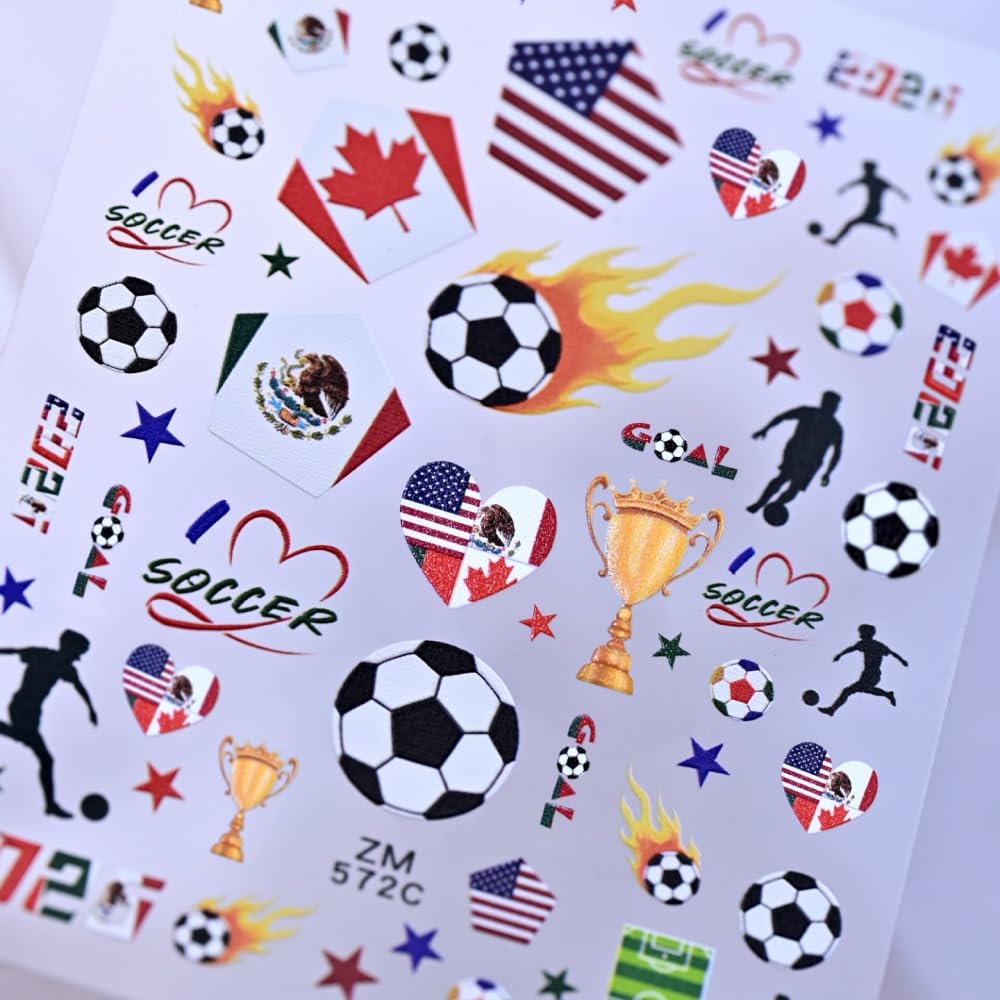 Sevgob grouped flags trophies and stars stickers displaying sporty designs for themed nails