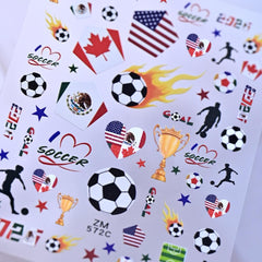 Sevgob grouped flags trophies and stars stickers displaying sporty designs for themed nails