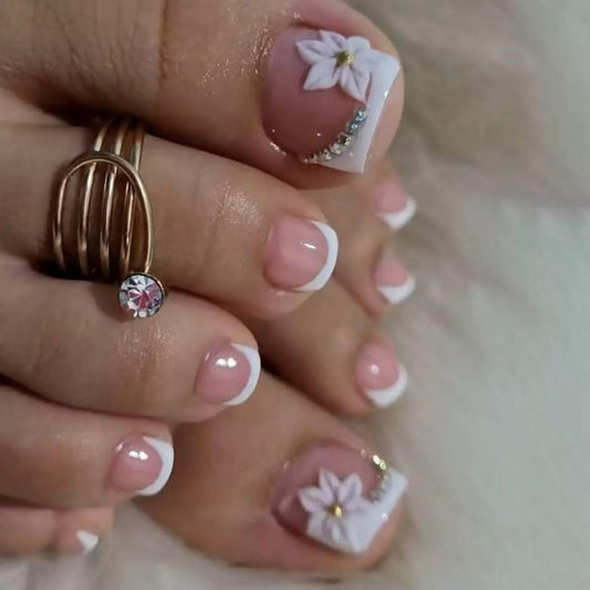 Sevgob front packaging showing 24-piece pink French tip set for quick pedicures