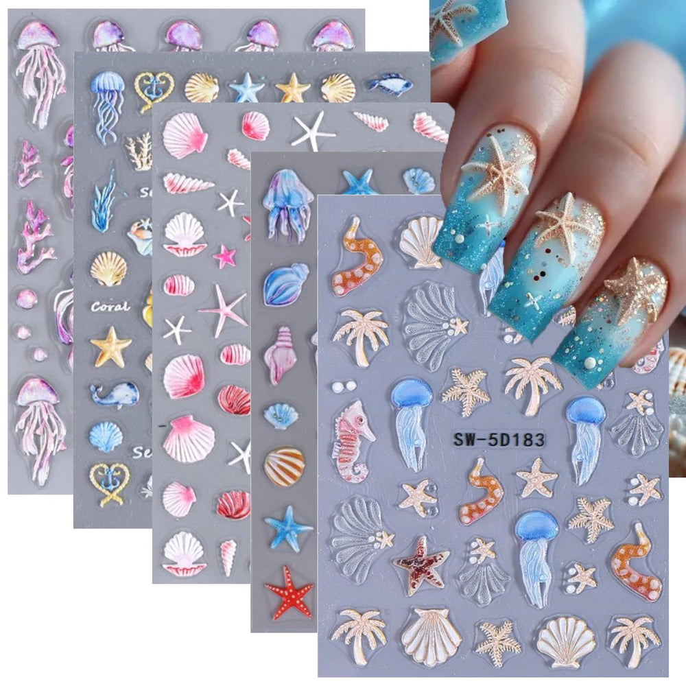 Sevgob front packaging showing five ocean sticker sheets and contents benefit convenience