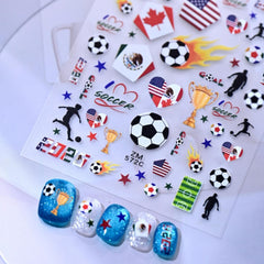 Sevgob front sheet view showing colorful soccer trophy and flag decals for quick manicures