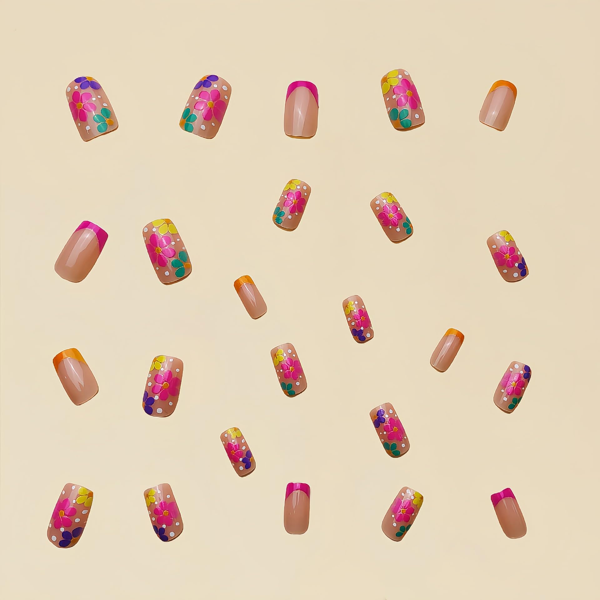Sevgob side view of pink-orange French tips showing vibrant gradient