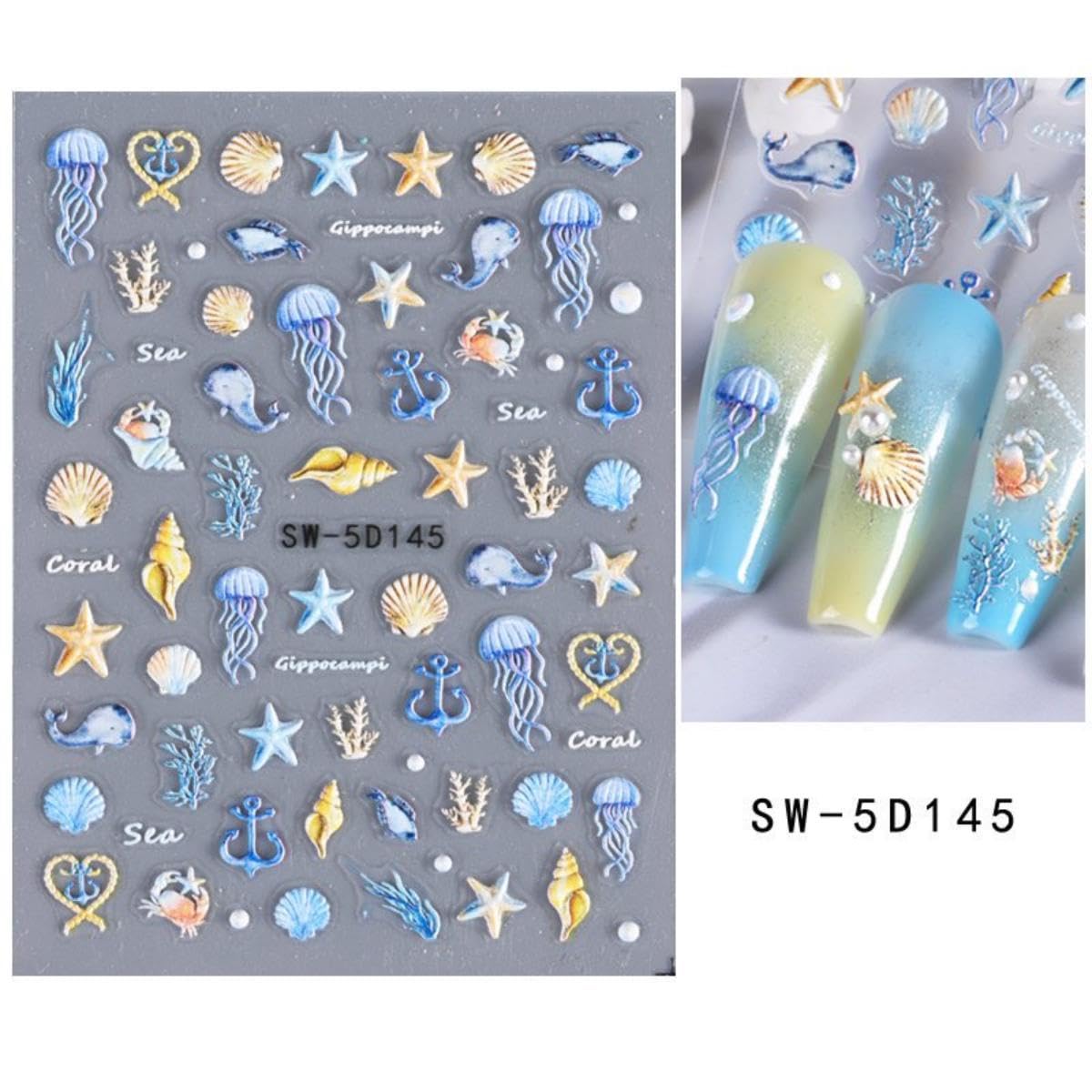 Sevgob purple jellyfish sheet detail showing colorful motifs for standout nails