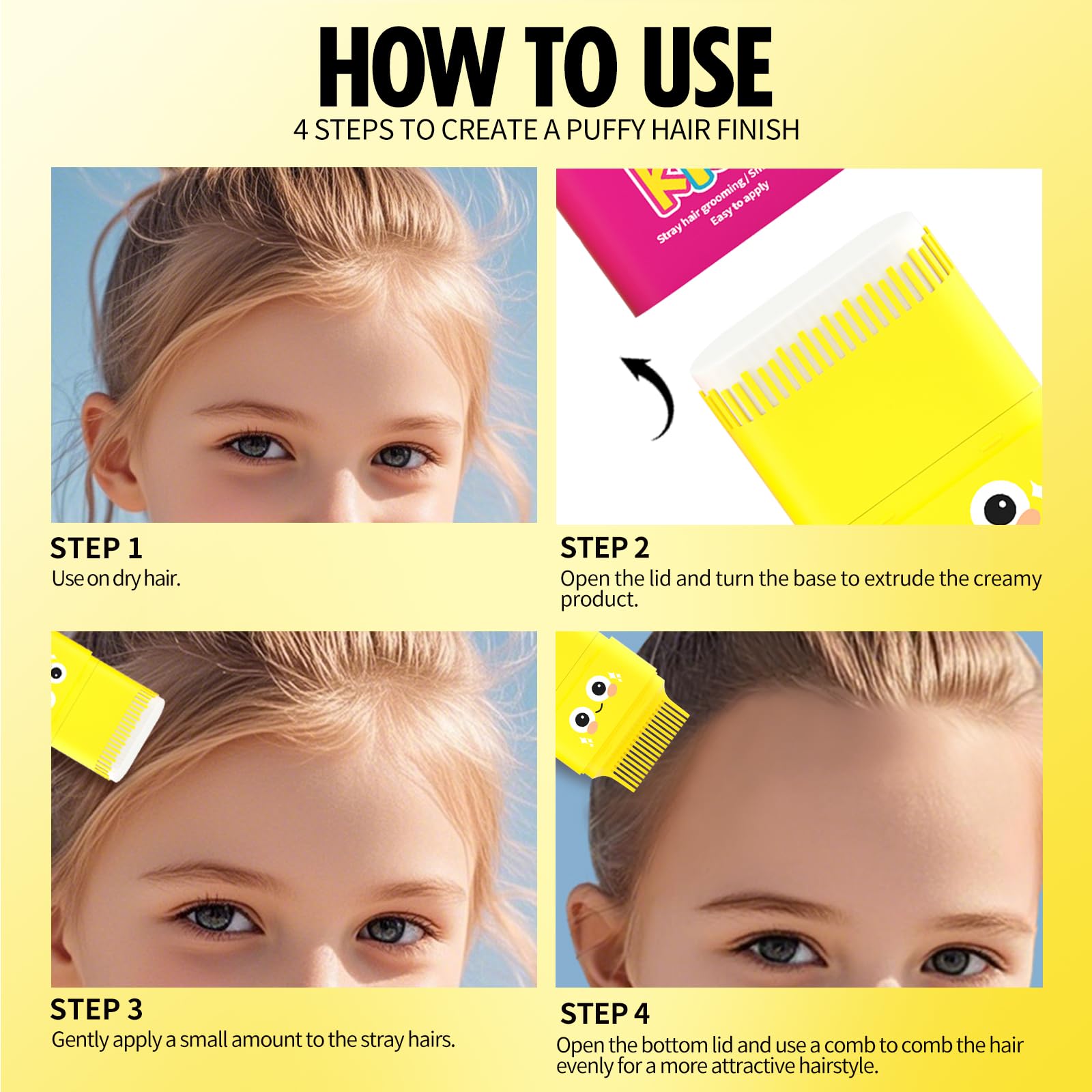 SEVICH in use on child making tidy ponytail quickly and mess-free