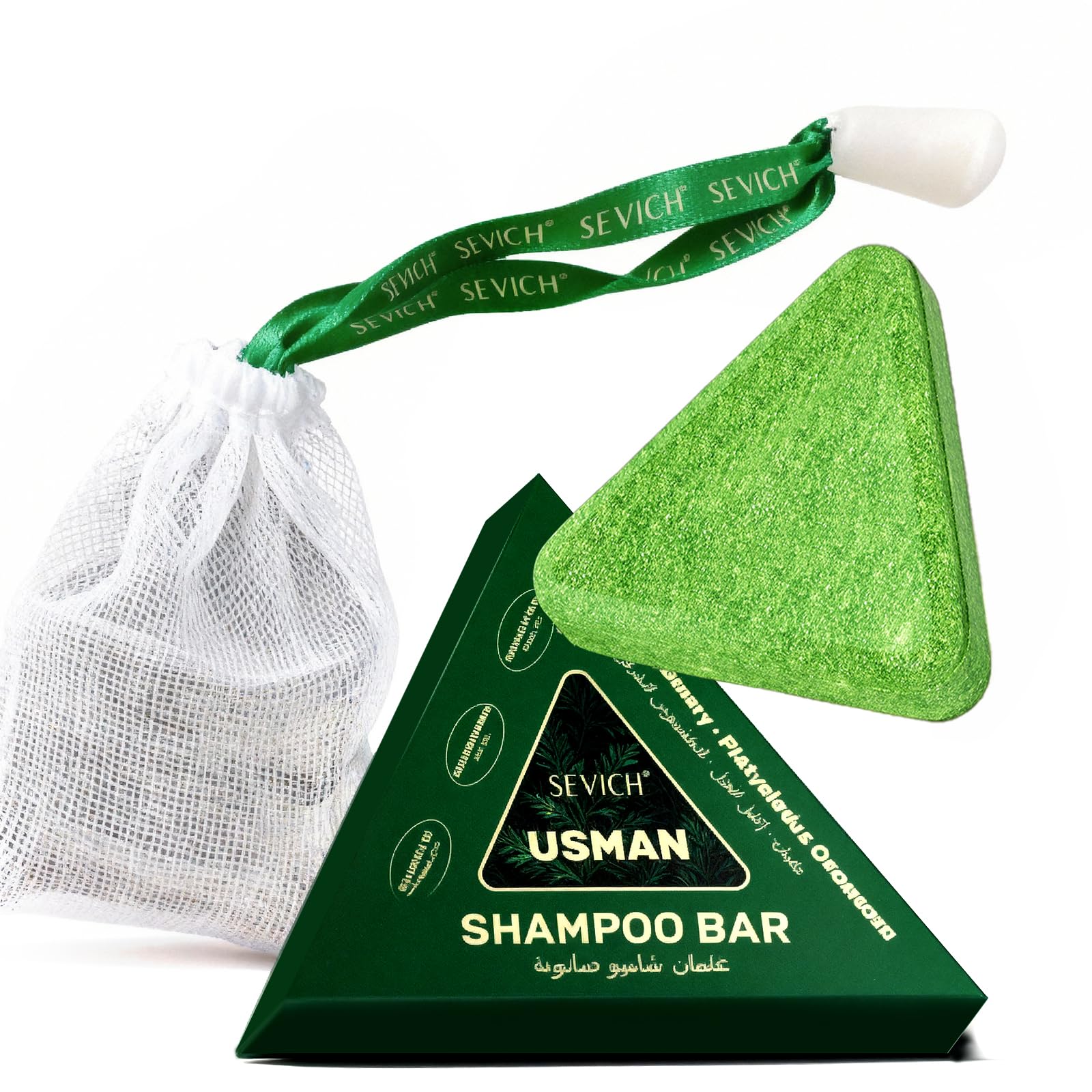 SEVICH shampoo bar front packaging showing product and benefits