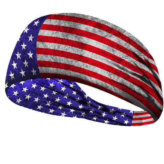 SEVSOASEVK front view of American flag headband showing patriotic design and fit