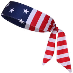 SEVSOASEVK front view headband showing flag pattern and full length, ideal for celebrations