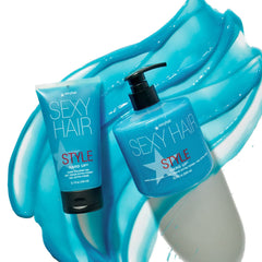Stylist applying SexyHair gel to hair demonstrating long-lasting control benefit