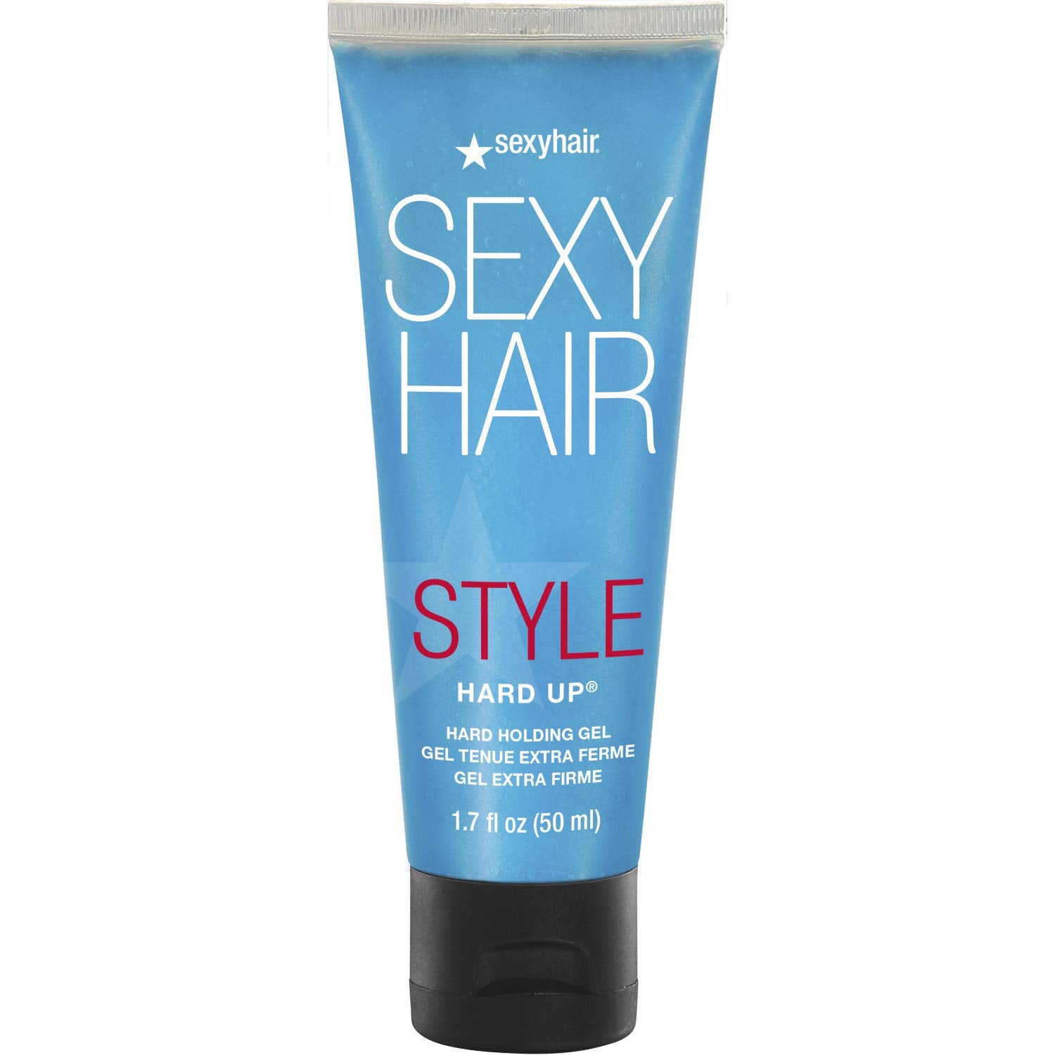 SexyHair front packaging showing travel-size tube and strong hold benefit