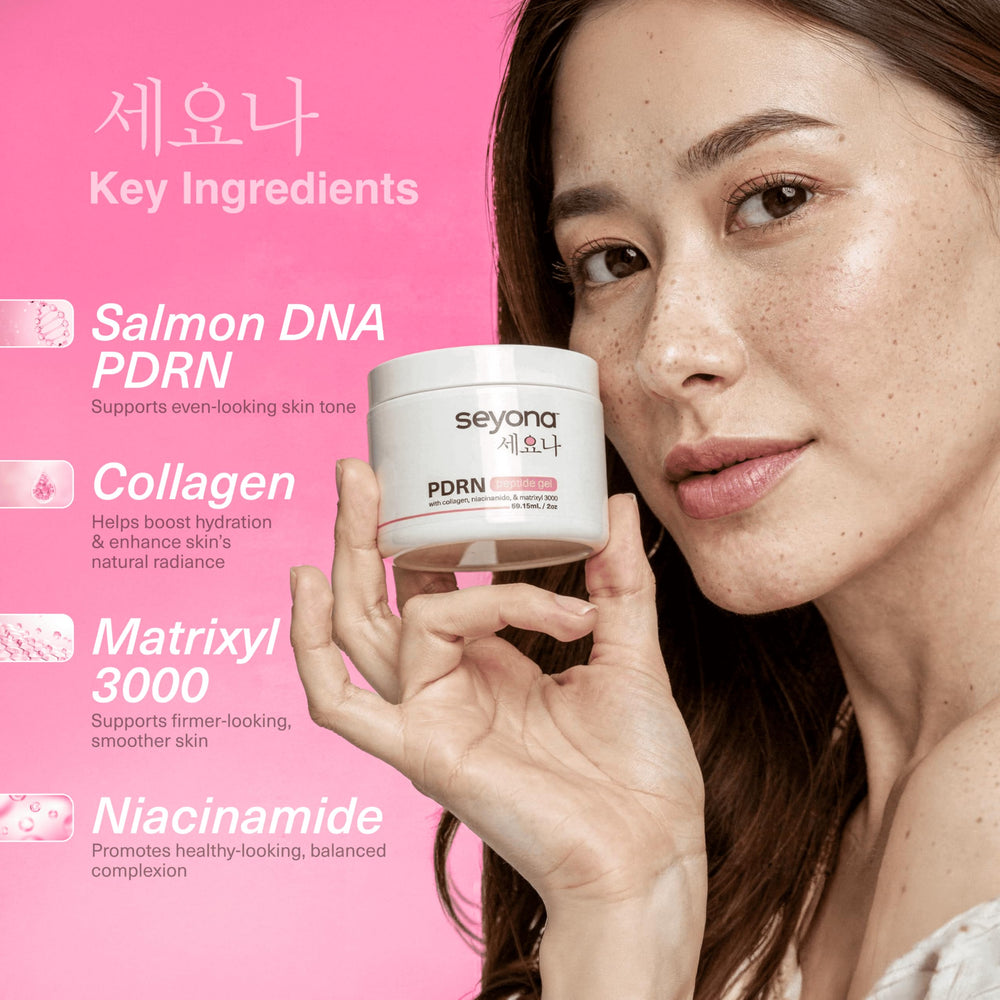 Applying Seyona gel on hand to show lightweight feel and quick layering benefit