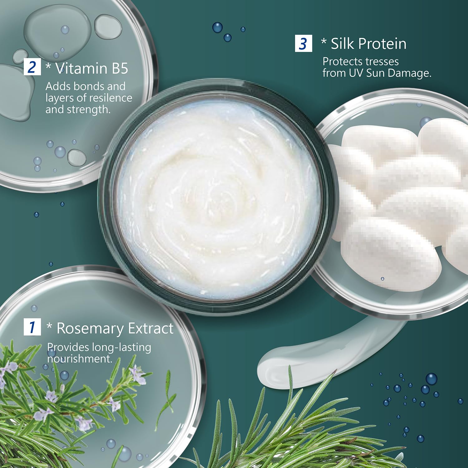 SH-RD protein cream being applied to damp hair to reduce breakage and add shine
