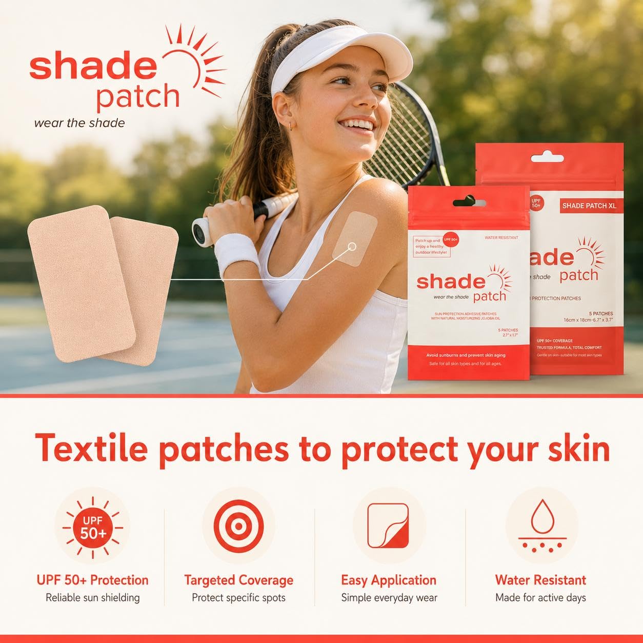 Shade Patch fabric close-up showing UPF 50+ weave and breathable texture