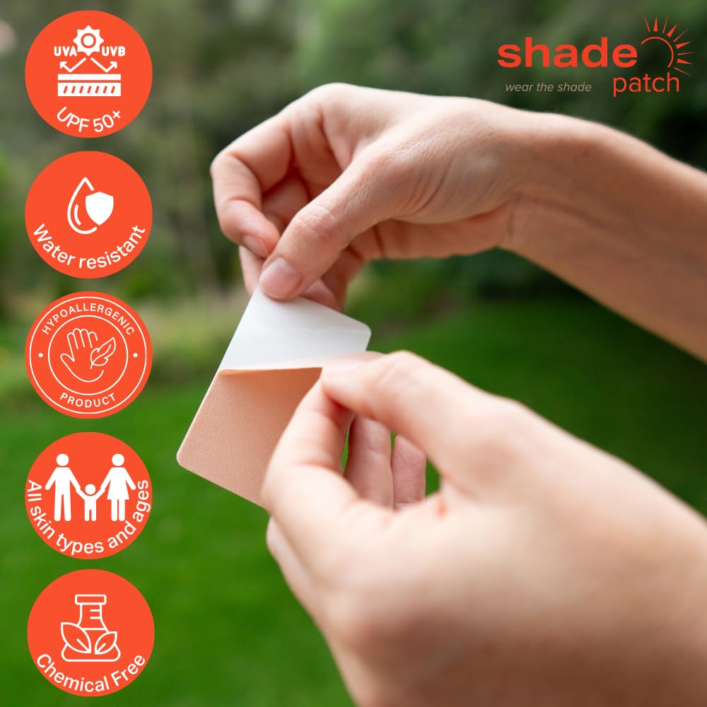 Shade Patch applied to nose bridge demonstrating targeted sun protection