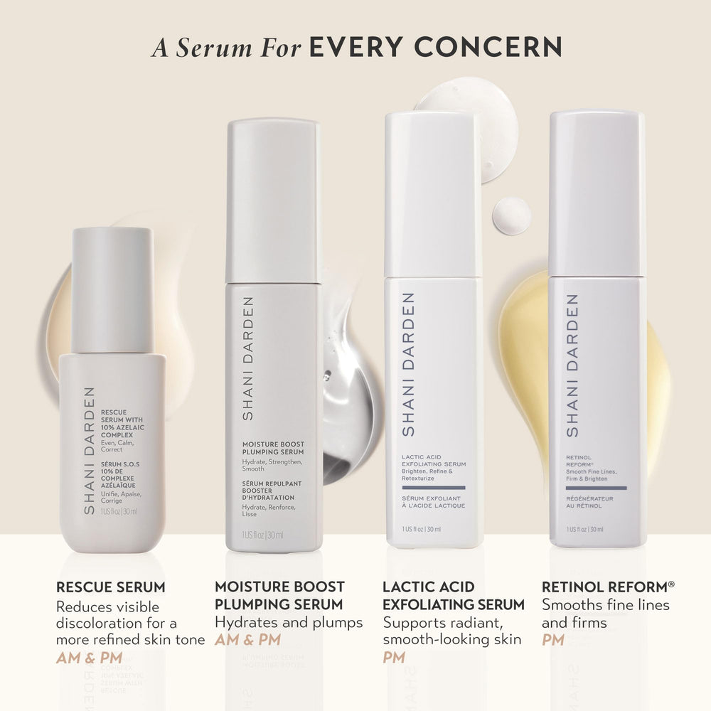 SHANI DARDEN bottle on bathroom shelf in styled routine setting