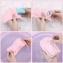 Shappy hanging soap pouches in bathroom improving shower organization
