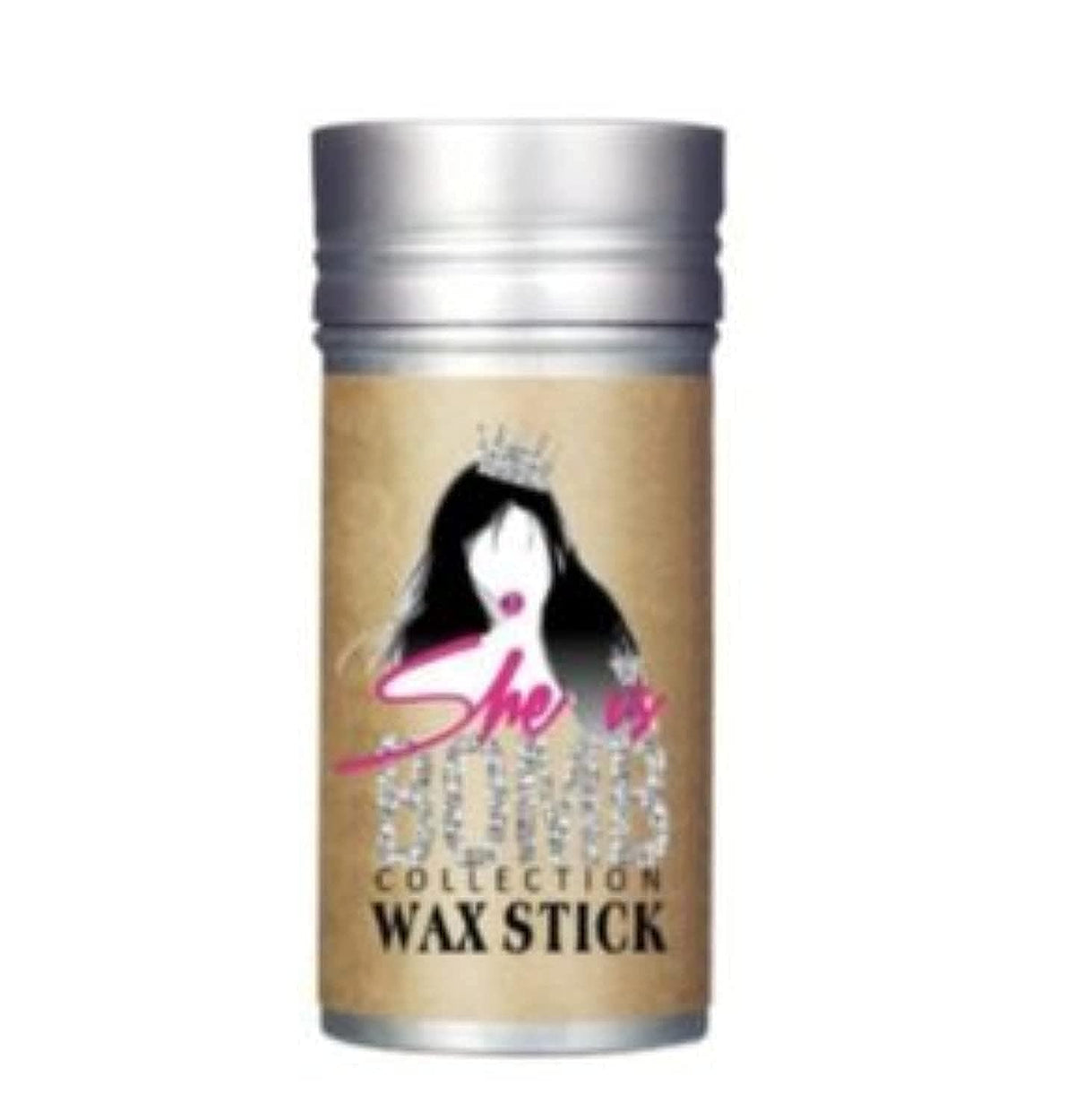 she is bomb hair wax stick front view showing compact size and styling control